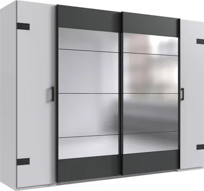 Produktbild von Dreh-/Schwebetürenschrank Stockholm Kleiderschrank mit Spiegel Ausführung wählbarweiß / graphit