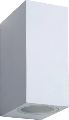 Produktbild von Wandlampe außen Aluminium Up Down 15 cm hoch IP44 Weiß GU10 2-flammig eckig 3000 K warmweißes Licht 640 lm