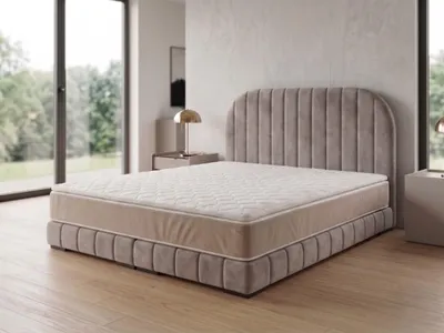 Produktbild von Polsterbett  LEON 3 mit Kopfteil, modernes gepolstertes Bett in 140 x 200 cm Farbe: Beige