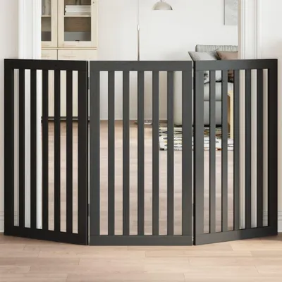 Produktbild von 3-teiliges faltbares Hundetor in Schwarz, 150 cm aus Pappelholz