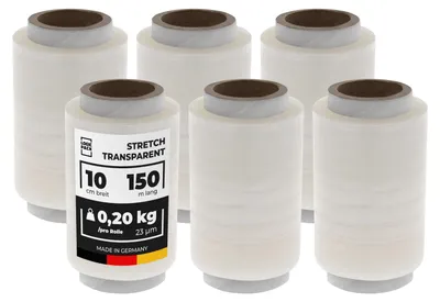 Produktbild von Logic Pack Stretchfolie Transparent 23 my 10 cm x 150 m 0,2 kg - 6 Rollen