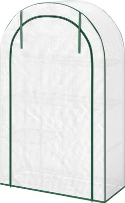 Produktbild von Tragbares 4-stufiges Mini-Gewächshaus mit Rolltür, 100x45x160 cm, Weiß, Kunststoffplane