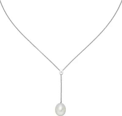 Produktbild von Collier 925 Sterling Silber 1 Süßwasser Perle 1 Zirkonia 45 cm Silberkette