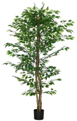 Produktbild von Künstliche Pflanze, 180 cm Kunstpflanze mit Übertopf, Kunstmoos, Künstlich Ficus Kunstbaum, Zimmerpflanze für Wohnzimmer, Grün