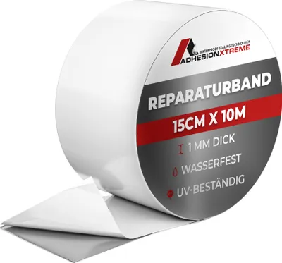 Produktbild von ADHESION XTREME Reparaturband Abdichtband Pools, Wohnwagen, Fenster, Dach, Planschbecken wasserdicht wetterfest (Weiss,15cm breit 10m lang)
