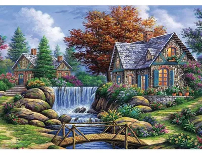 Image de Kit de peinture diamant paysage, chalet, 5D, DIY, artisanat, peinture, 40x30 cm
