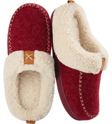 Immagine prodotto di Ciabatte da casa da donna, modello slipper, foderate, comode, morbide, colore rosso, taglia 40-41 EU
