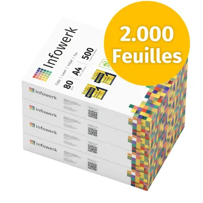 Image de Infowerk Papier d'impression Papier de copie 2000 feuilles 4 x 500 A4 80 g Premium White PEFC