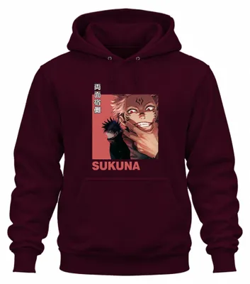 Obrázok produktu pre Jujutsu Kaisen Sukuna (Ryomen Sukuna) – anime, estetika, kliatba, záporák – darčeková mikina s kapucňou uni, bordová, XXL