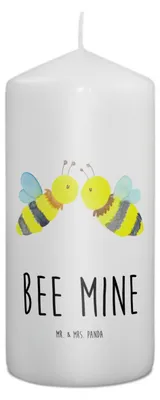 Produktbild von Mr. & Mrs. Panda Kerze Biene Liebe 15 x 7 cm - Weiß - Geschenk, Bedruckte, Blockkerze, Erinnerungslicht, Wachskerze, Stumpenkerze