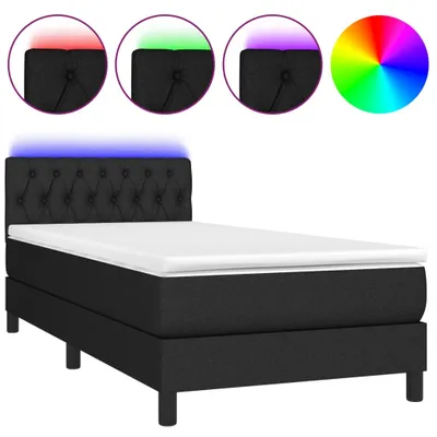 Produktbild von vidaXL Boxspringbett mit Matratze & LED Schwarz 100x200 cm Stoff