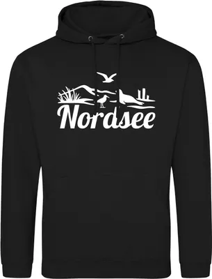 Produktbild von Huuraa Uni Hoodie Nordsee Strandmotiv XXL Deep Black Vegan Sweatshirt Geschenkidee