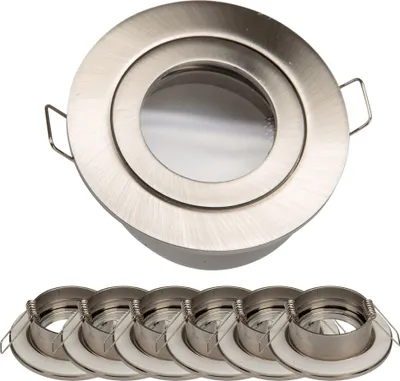 Produktbild von 6x Einbaurahmen Satin-Nickel 832-SN Ø60 mm für Leuchtmittel GU10 | MR16 IP44
