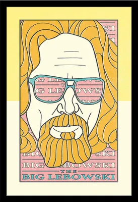 Image de Big Lebowski, The - Poster - Yellow + cadre amovible, Shinsuke® Maxi MDF noir, vitre acrylique