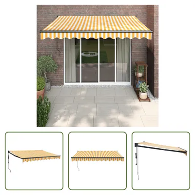 Immagine prodotto di The Living Store Tenda elettrica a manovella gialla e bianca 3x2,5 m