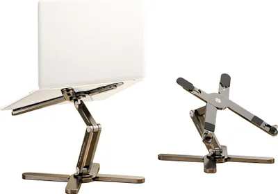 Produktbild von Laptopstaender mit 360¡ã drehbarem, faltbarem Metallhalter fuer 16-Zoll-Computer-Notebooks, X-foermiger, ergonomischer, tragbarer, verstellbarer Laptopstaender fuer den Schreibtisch
