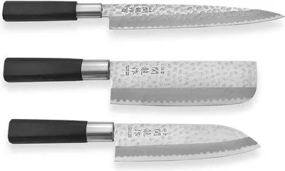 Produktbild von Famanu Messerset 3 Japanische Küchenmesser - Sashimi, Nakiri, Santoku