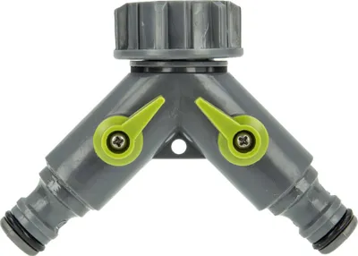 Immagine prodotto di Distributore idraulico a 3 vie con connettori, in PVC-U, colore grigio/verde