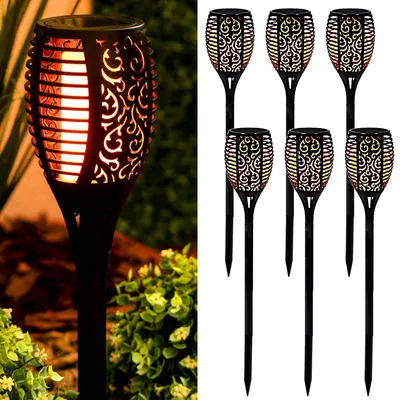Produktbild von LUMILED Gartenfackel Solar Set Solarleuchten 6er 50cm LEDs mit Erdspieß Flamme Garten Solarleuchte Fackel Lichter LED Flammenlicht Solarfackel
