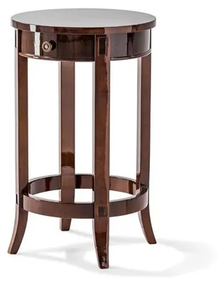 Zdjęcie produktu dla Elegancka konsola z drewna z szufladą i okrągłym blatem