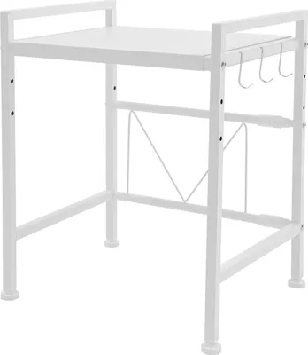 Produktbild von Mikrowellenregal - Mikrowellenständer für Arbeitsplatte - 2 Ebenen - Ausziehbar - Verstellbare Größe - Metall - 3 Haken
