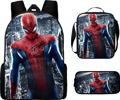 Immagine prodotto di Set scuola 3 pezzi - Zaino, astuccio, borsa a tracolla - L'uomo ragno in città