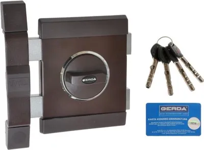 Produktbild von Gerda TYTAN ZX Aufputzschloss bronze, ohne Befestigungselemente, 4 Schlüssel, Klasse C Zertifikat, links