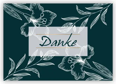 Produktbild von 4x Edle botanische Dankeskarte, rosa mit Blüten: Danke