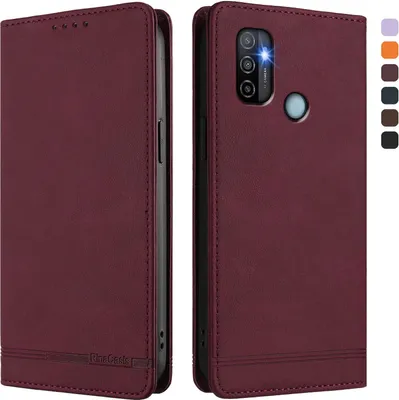 Image de Etui pour Oppo A11s/A32/A53 4G/A53s 4G/A32 2020, étui rétro en cuirPolyuréthaneavec support et fentes pour cartes Rouge