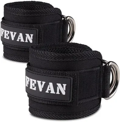 Productafbeelding van Enkelriemen, verstelbaar, voor bil- en schoudertraining, gevoerde enkelbandages voor vrouwen en mannen, fitnessaccessoires voor kabelmachine, fitness en sportschool, 2 stuks