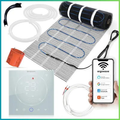 Produktbild von Fußbodenheizungsset: elektrische Heizmatte + WLAN-Thermostat