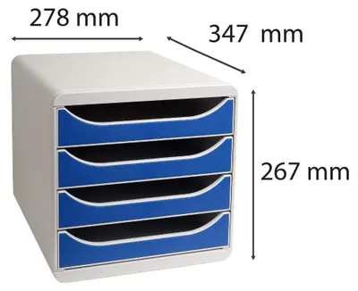 Immagine prodotto di Exacompta Big-Box Classic, cassettiera con 4 cassetti, formato A4, colore grigio-blu chiaro