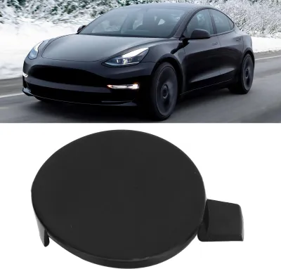Productafbeelding van Achterbumper-slephaken-afdekking 1084173 00 E, vervanging voor Tesla Model 3, bouwjaar 2017 tot 2023, zwart