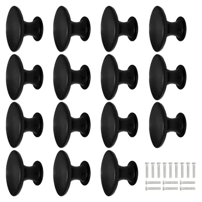 Produktbild von TRANKIELO® – Set mit 15 schwarzen Knöpfen – 30 mm matte, runde Möbelknöpfe – Hochwertiges Metall – Perfekt für Küchen und Schränke