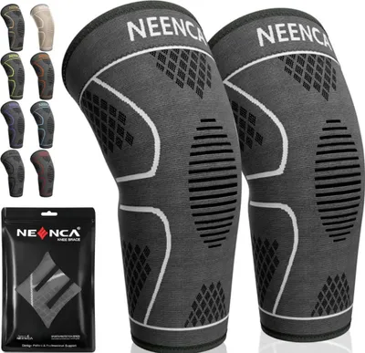 Immagine prodotto di NEENCA ginocchiera sportiva confezione da 2 pezzi S grigia traspirante compressione rotulea per strappo del menisco osteoartrite riabilitazione corsa calcio