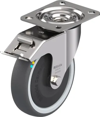 Obrázek produktu pro 125mm otočné/brzdové kolečko z nerezové oceli s šedým elektricky vodivým ther