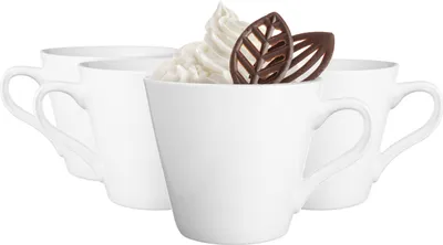 Produktbild von GLASMARK® Keramik Tassen 4-Set 210ml Große (max. 250ml) 4 Stück weiß Kaffeetassen Cappuccino Latte Macchiato Teetassen Set mit Henkel