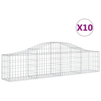 Produktbild von Gabionen mit Hochbogen 10 Stk. 200x30x40/60 cm Verzinktes Eisen