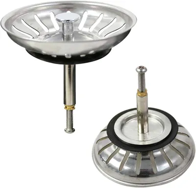 Produktbild von Sieb Spülbecken, Abflusssieb Edelstahl 82mm, Waschbeckenstöpsel Küche mit Sieb, Universeller Filter für Küchenspüle & Waschbecken, Rostfrei (Silber)