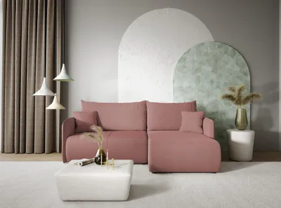 Produktbild von Ecksofa Sofa mit Schlaffunktion CALGARY Stoff Curio Rose Ottomane Rechts