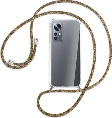 Produktbild von Handykette Backcover-Schutzhülle mit Band (Metall silberfarben) für Xiaomi 12 - braun+beige