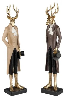 Produktbild von formano Hirsch Figuren 2er Set 38 cm Gold Weihnachten Winterdeko