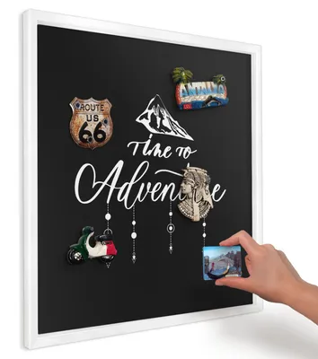 Produktbild von Magnettafel 50x50 cm mit weißem Rahmen - Magnetische Metalltafel, Magnetpinnwand zur Wandmontage für Wohnzimmer, Küche, Flur, Kinderzimmer und Büro - Ein Abenteuer erwartet dich.