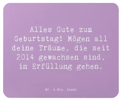Produktbild von Mr. & Mrs. Panda Mauspad Spruch 2014 Geburtstag Wünsche - Lavendeltraum - Geschenk, feiern, Mouse Pad, pc mausunterlage, Alles Gute zum, Jahrgangsgeburtstag, laptop