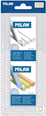 Produktbild von Milan Blisterpackung 2 Schachteln 10 Kalziumsulfat Weiße Und Farbige Kreiden Durchsichtig  Durchsichtig One Size