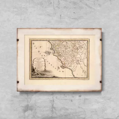 Produktbild von Poster - Leinwand - 29,7 cm x 21 cm - Leinwandposter - Alte Karte von Italien Toskana