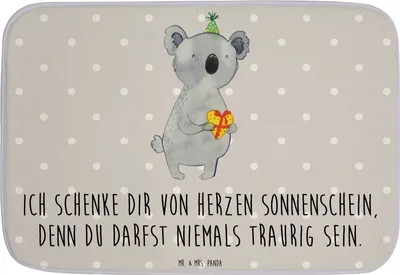 Produktbild von Mr. & Mrs. Panda Badematte Koala Geschenk - Grau Pastell - Duschvorleger, Badezimmerteppich, Geburtstag, Party, Badvorleger, Badteppich, duschmatte