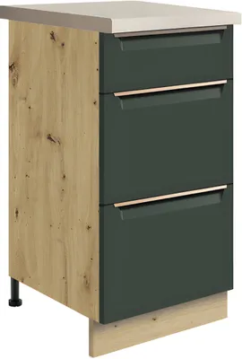 Obrázek produktu pro GLAMOUR GREEN 8D – spodní skříňka 40 cm s 3 zásuvky, tmavě zelená matná