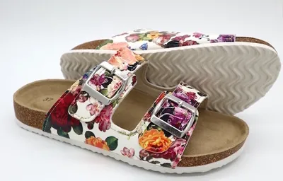 Produktbild von Damen Sommer Pantoletten Sandale Blumen, Gr. 38