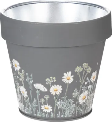 Produktbild von Blumentopf mit zartem Blumenmotiv für stilvolle Raumdekoration, 4 Stück